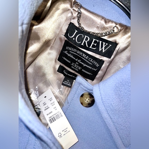 J.Crew BLUE Wool Lady Day Coat - NEW w Tags - Picture 2 of 6
